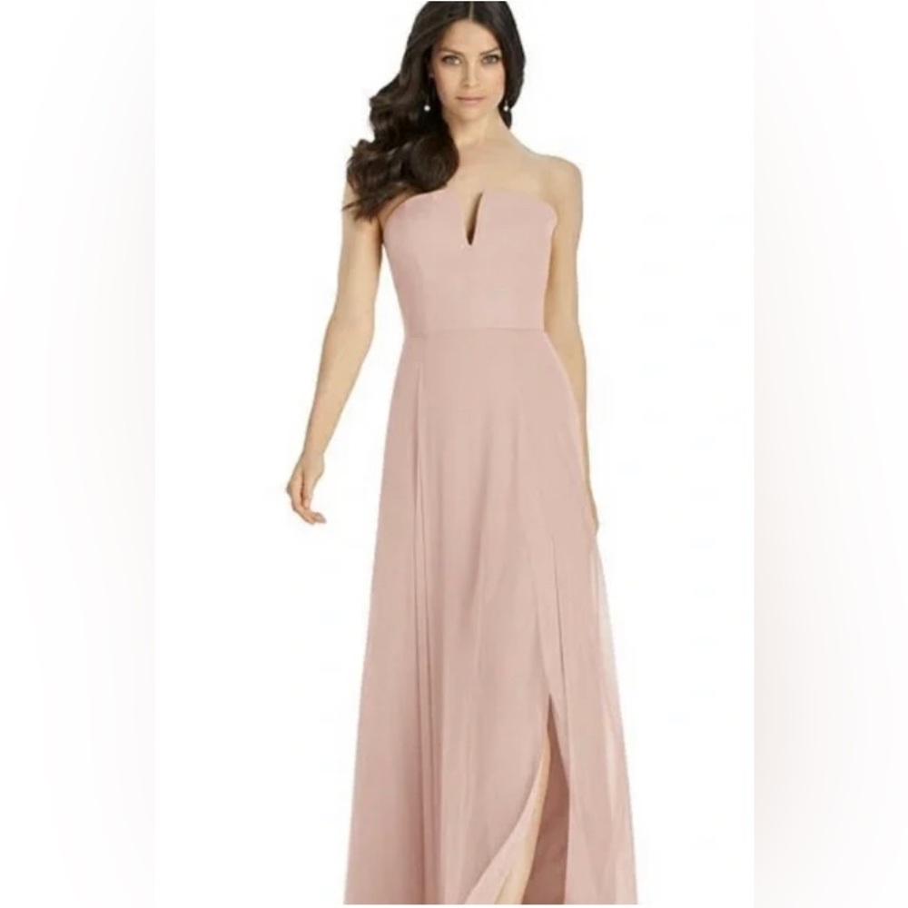 ✨⚡️💥 STRAPLESS NOTCH CHIFFON MAXI DRESS IN ROSE - PANTONE ROSE QUARTZ SIZE 8